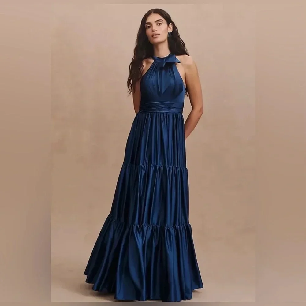 Mac Duggal Ruffle Halter Dress Saphire size 4 NWT - Picture 3 of 9